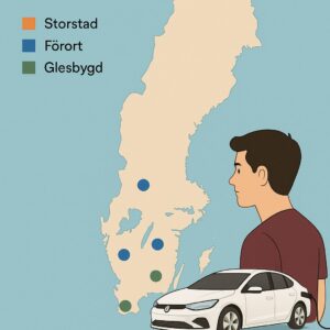 skillnader mellan stad, förort och glesbygd, samt riskerna med viltolyckor